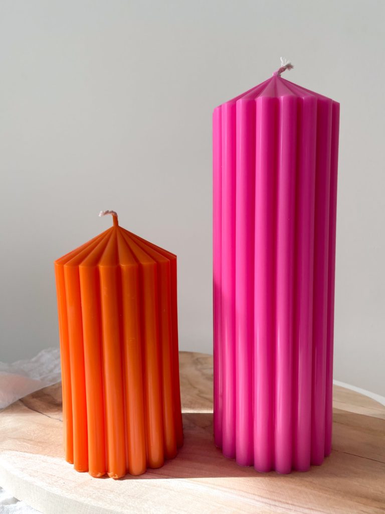 Sierkaars | set geribbelde pijlerkaarsen