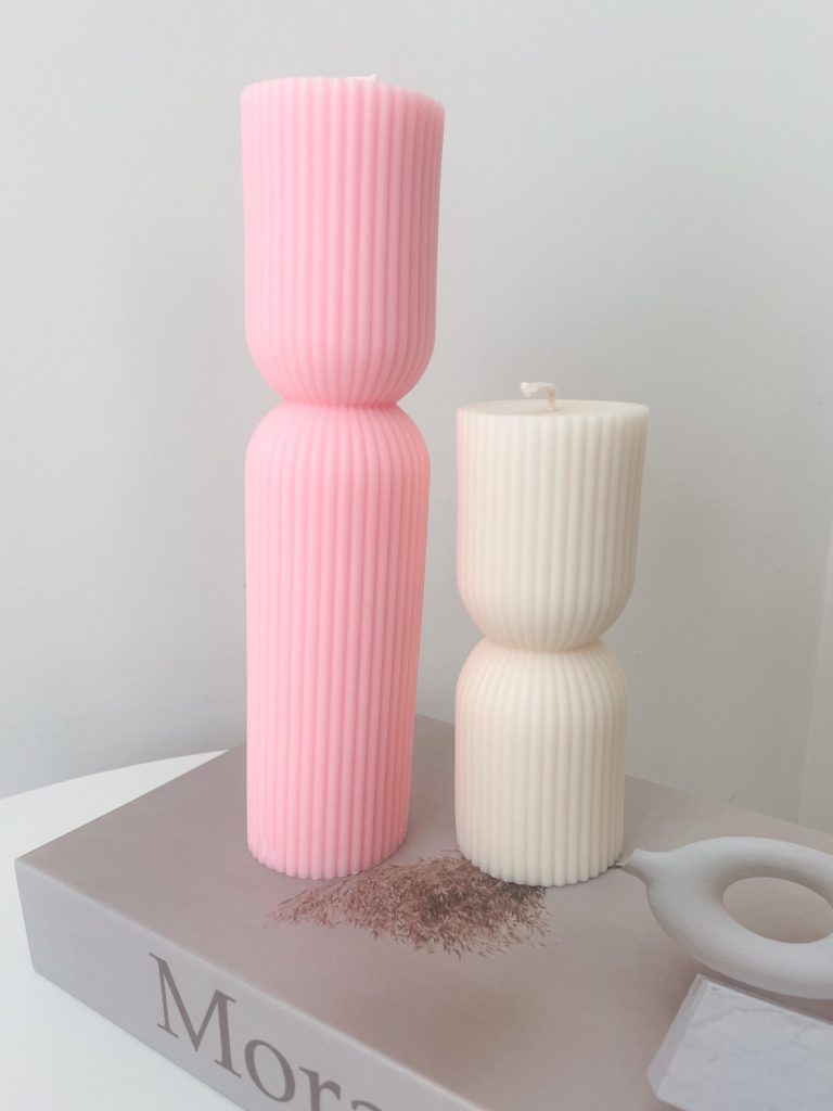 Sierkaars | set geribbelde pillarkaarsen